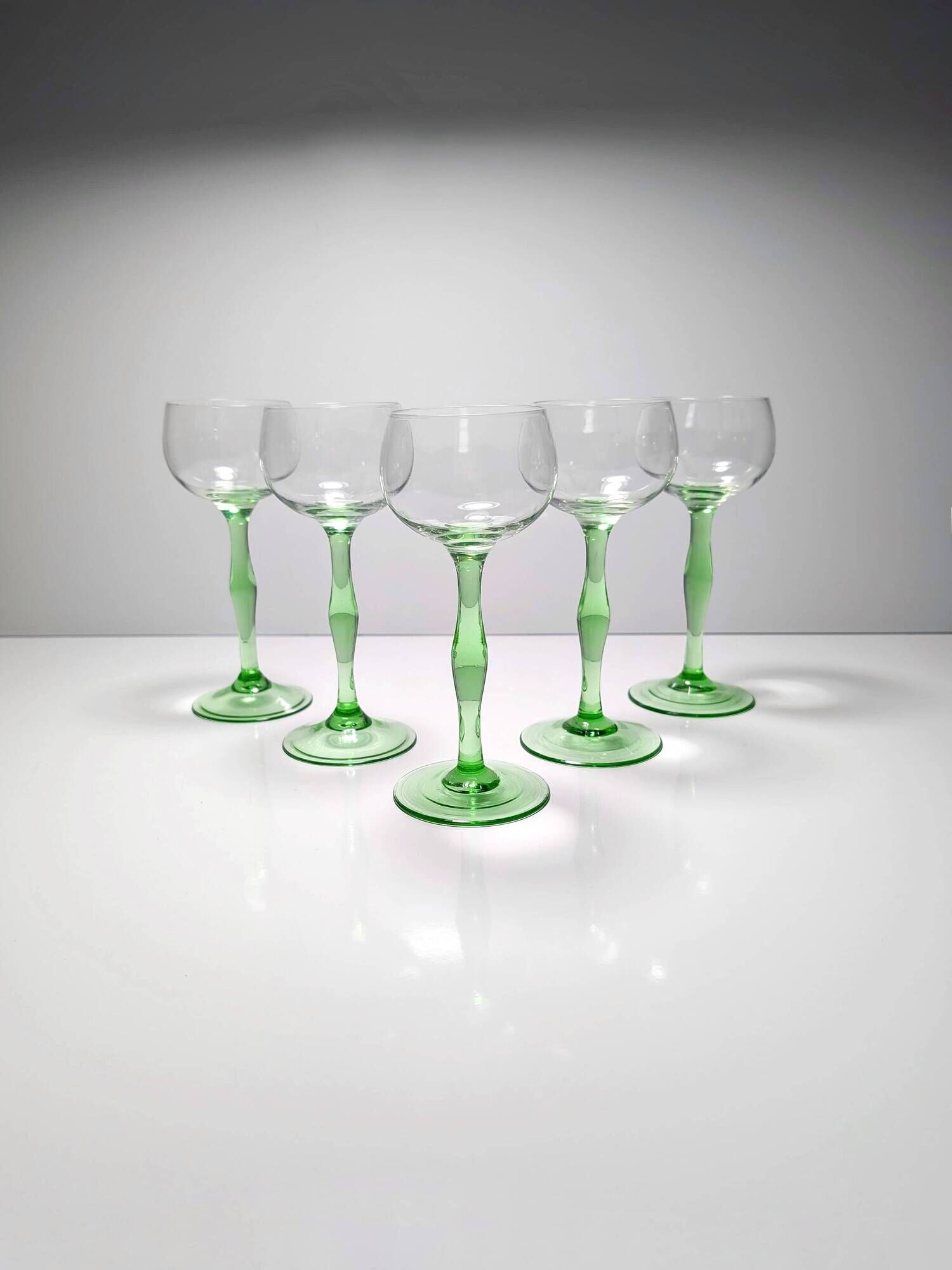 5x Art Nouveau wine glasses handmade - Peter Behrens Style 1900