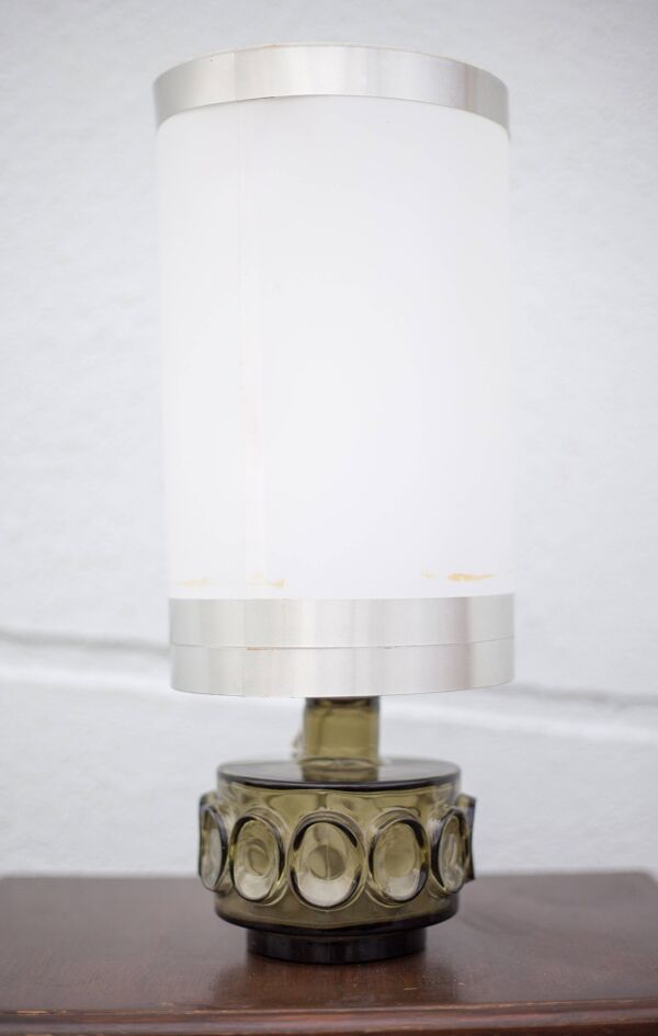 Lampe vintage, lampe en verre signé Robert de Schuytener, lampe de chevet, lampe à poser