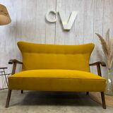 Yellow velvet sofa