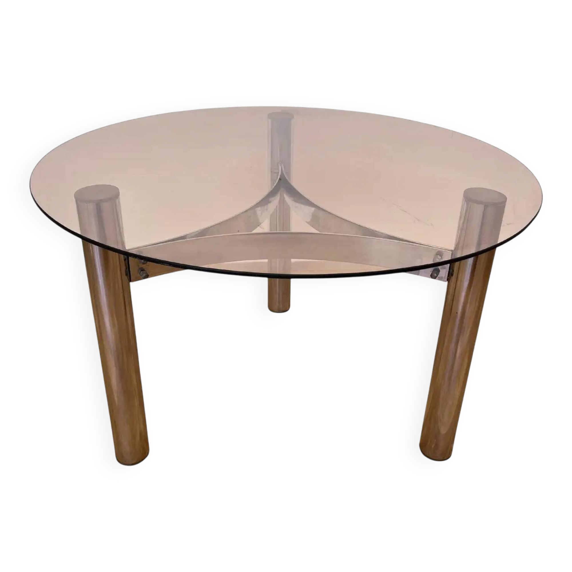 Midcentury design chrome and smoked glass coffee table - 1970s