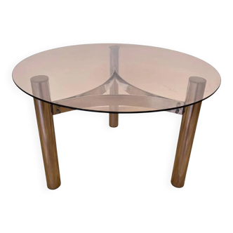 Midcentury design chrome and smoked glass coffee table - 1970s