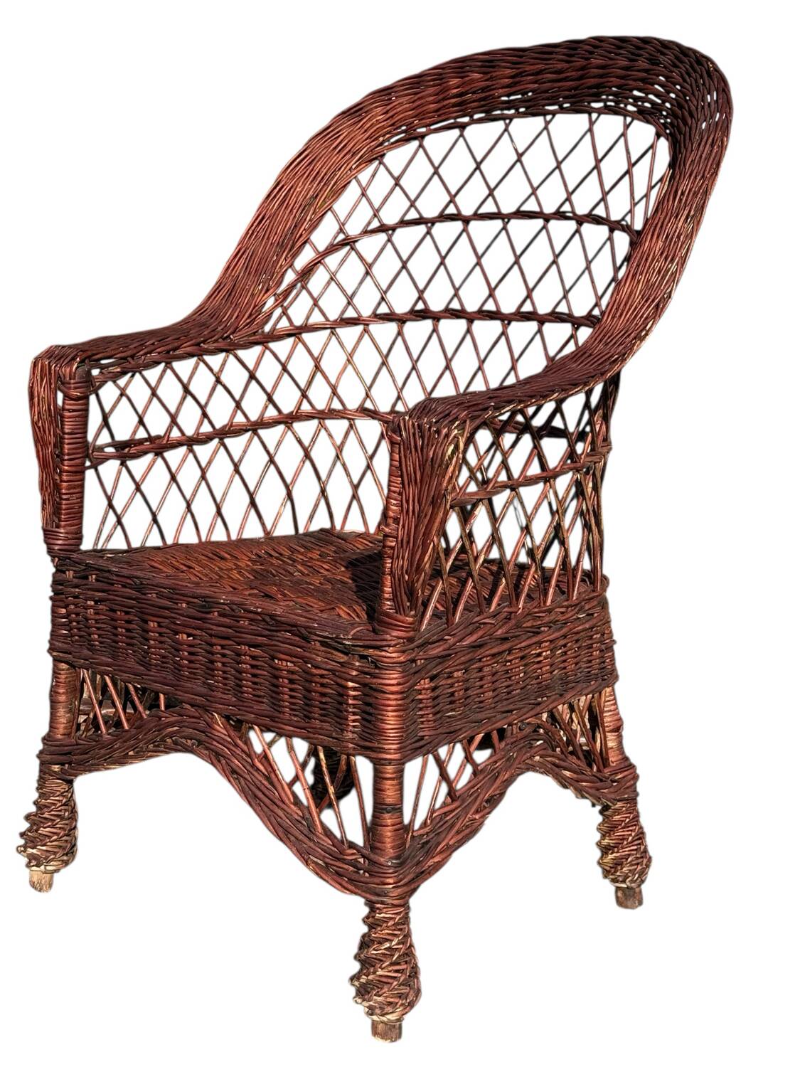 Rattan and Wicker Armchair, France, 1980s