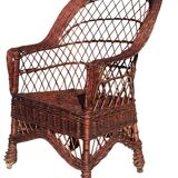 Rattan and Wicker Armchair, France, 1980s