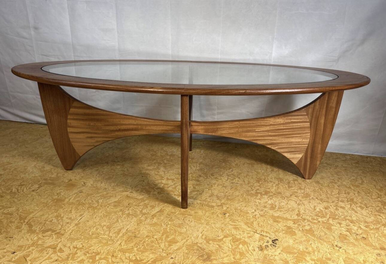 Mid Century Retro Vintage Teak & Glass Oval Astro Coffee Table by GPlan1960