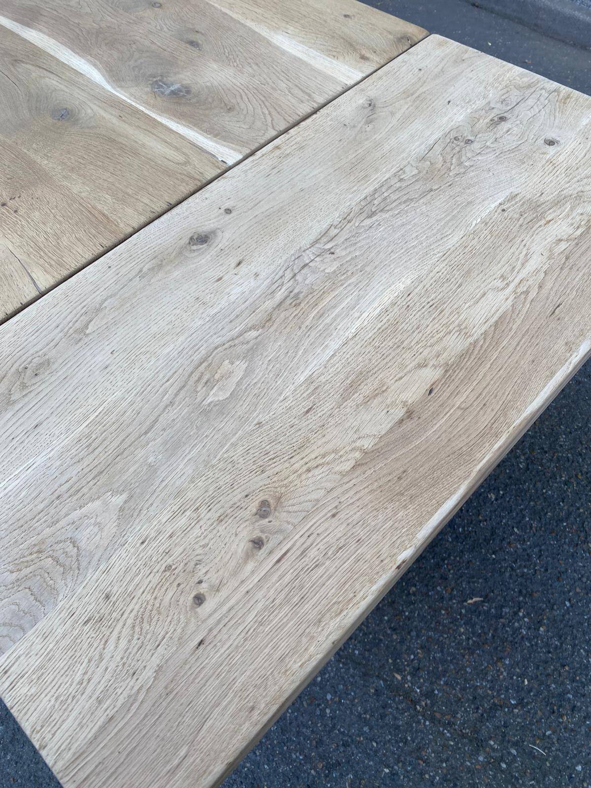 Farmhouse dining table extendable stripped in raw solid oak 180-270cm 1