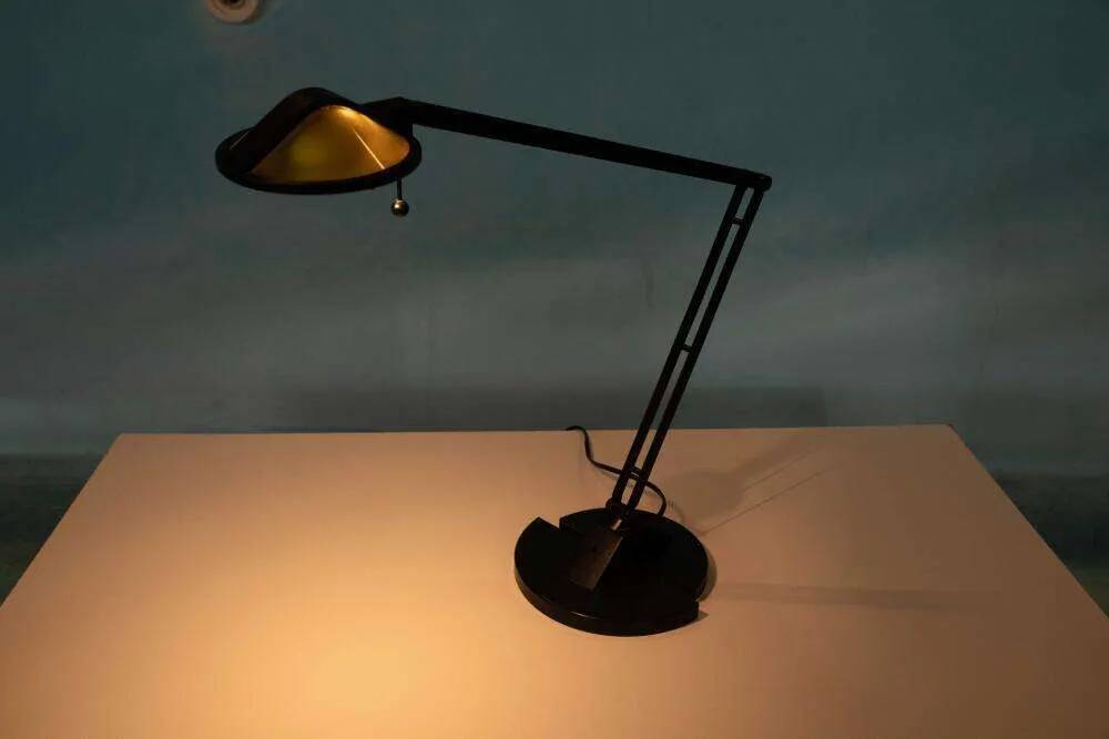 1980s Memphis desk lamp, space age vintage Ikea desk