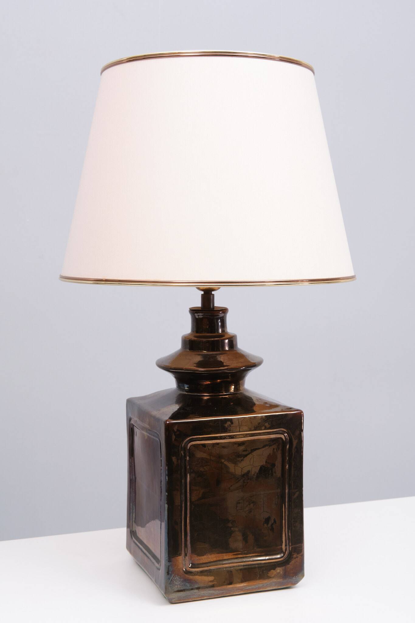 Superb square Ceramic Table lamp 1970s France