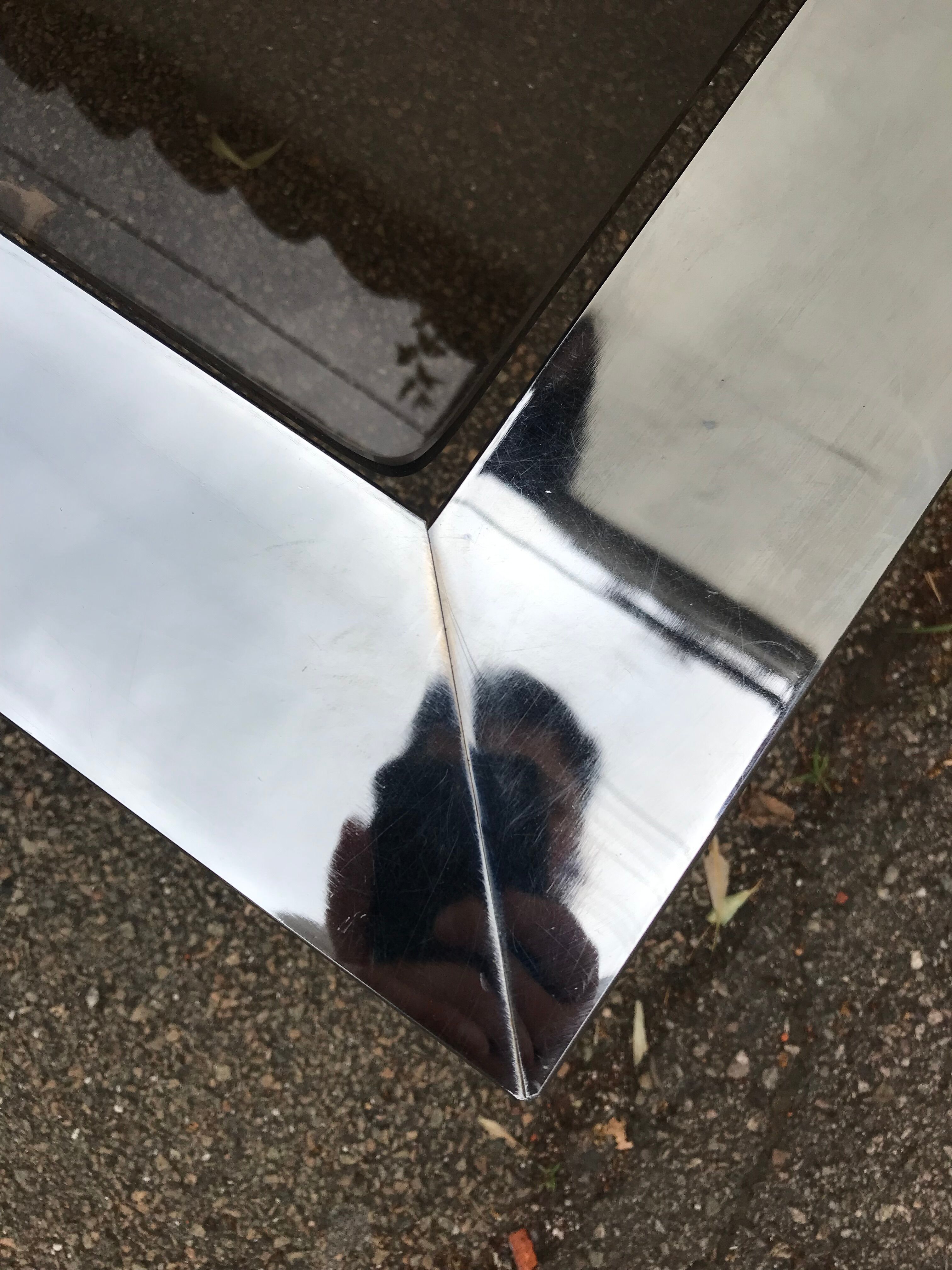 Table basse vintage chrome verre circa 1970