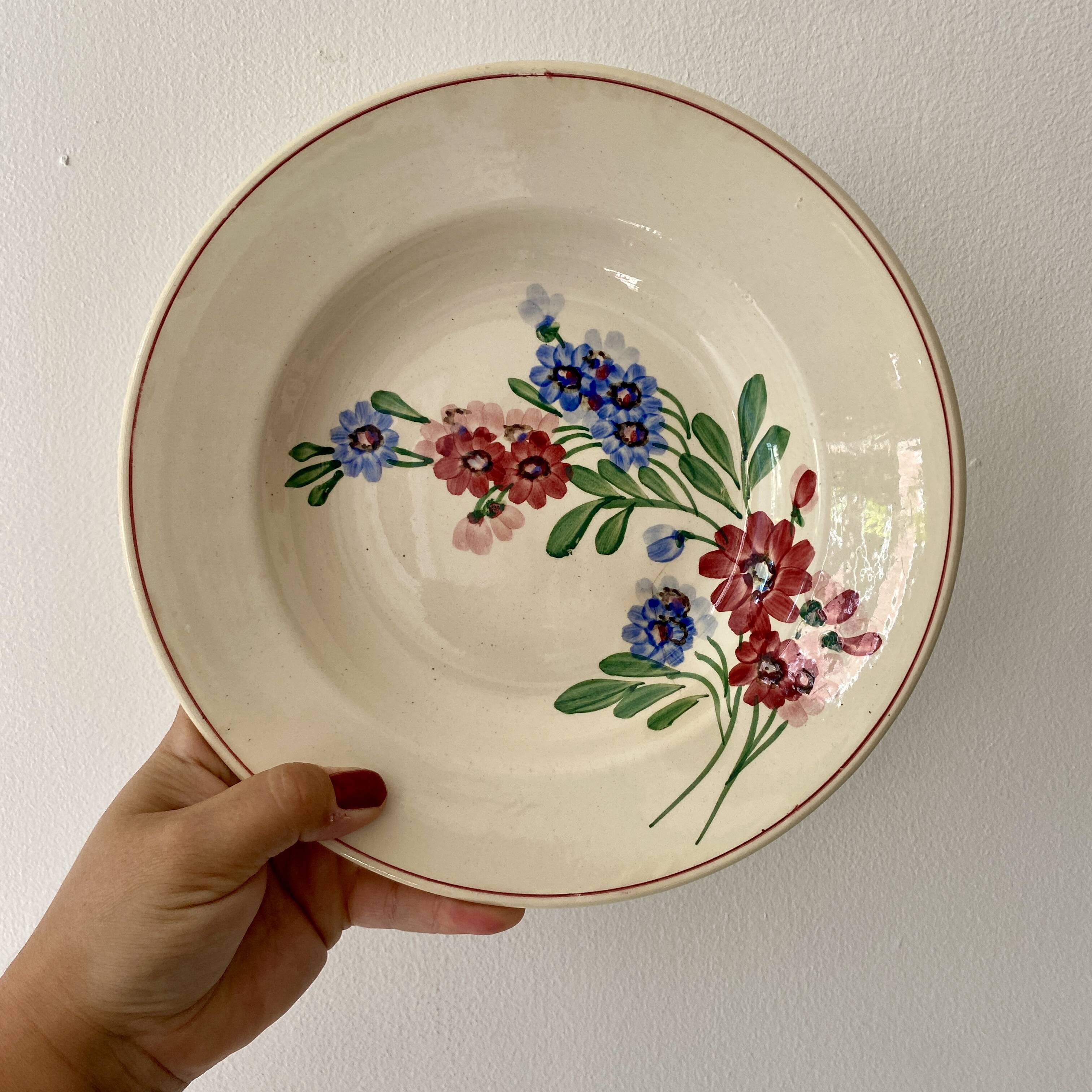 Set of 7 vintage soup plates, Aigueperse de Sarreguemines