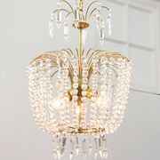 Vintage Italian Crystal and Gilt Metal Chandelier, 1980s