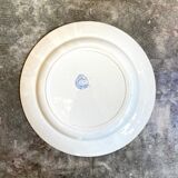 Plat rond Hte Boulenger en terre de fer blanche et bleue, service "Lavoisier"