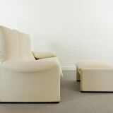 Maralunga 3-seat Sofa with Footrest in offwhite by Vico Magistretti for Cassina, Italy
