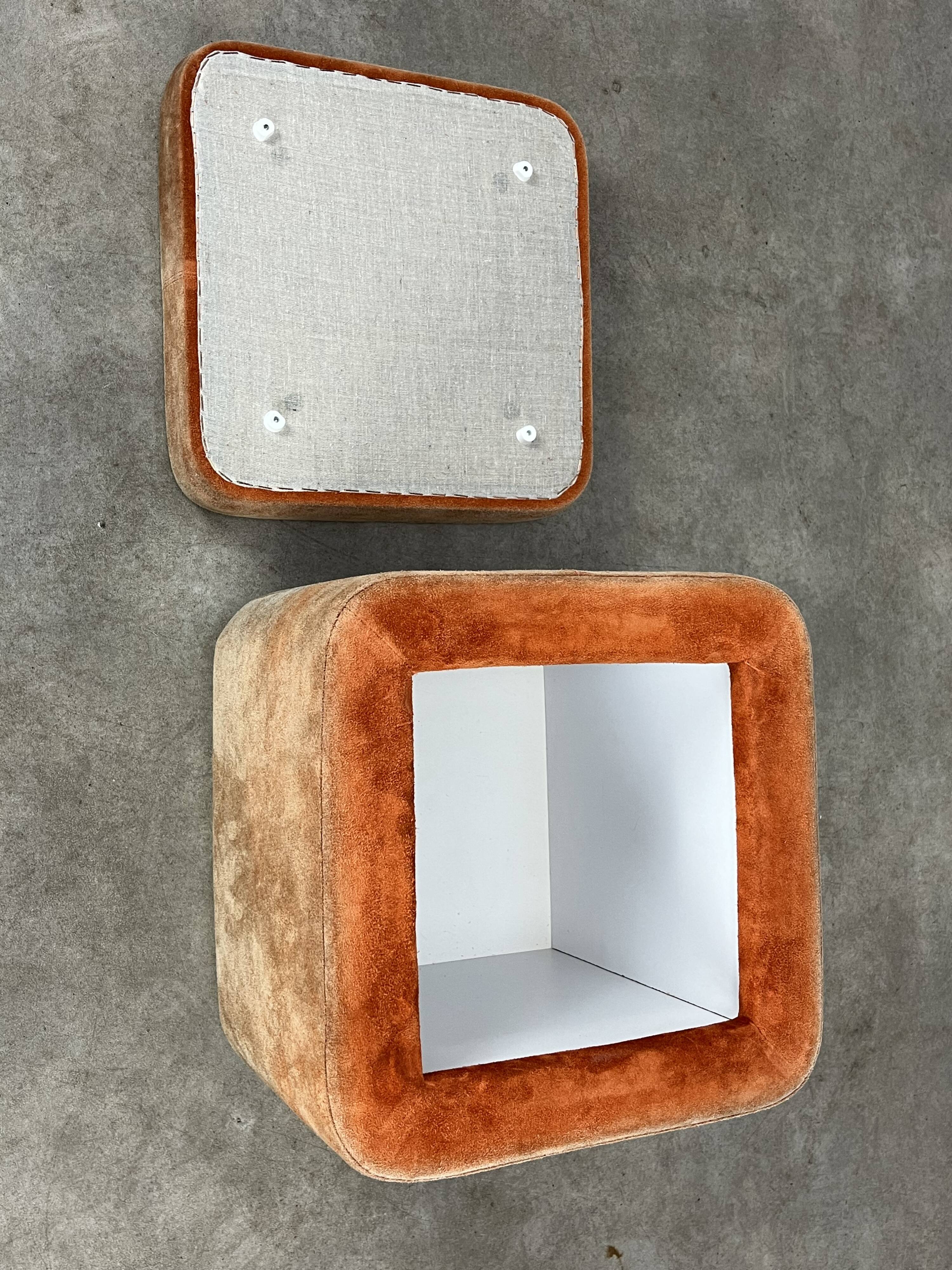 70s suede trunk pouf