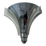 Art Deco modernist wall lamp, chrome and sandblasted glass, France 1930