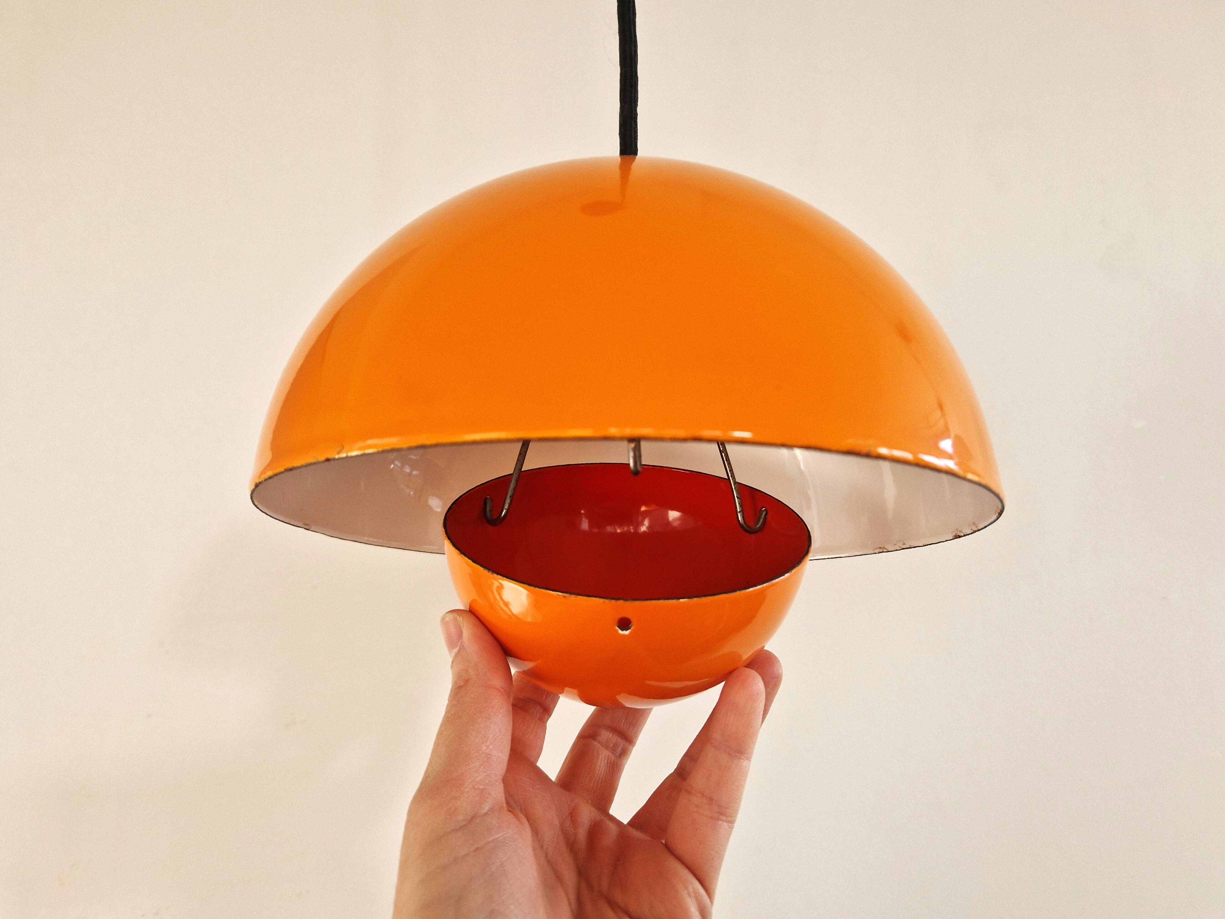 Orange Flowerpot pendant lamp by Verner Panton for Louis Poulsen, Denmark 1