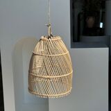 Rattan pendant lamp in the shape of bell D25 H28