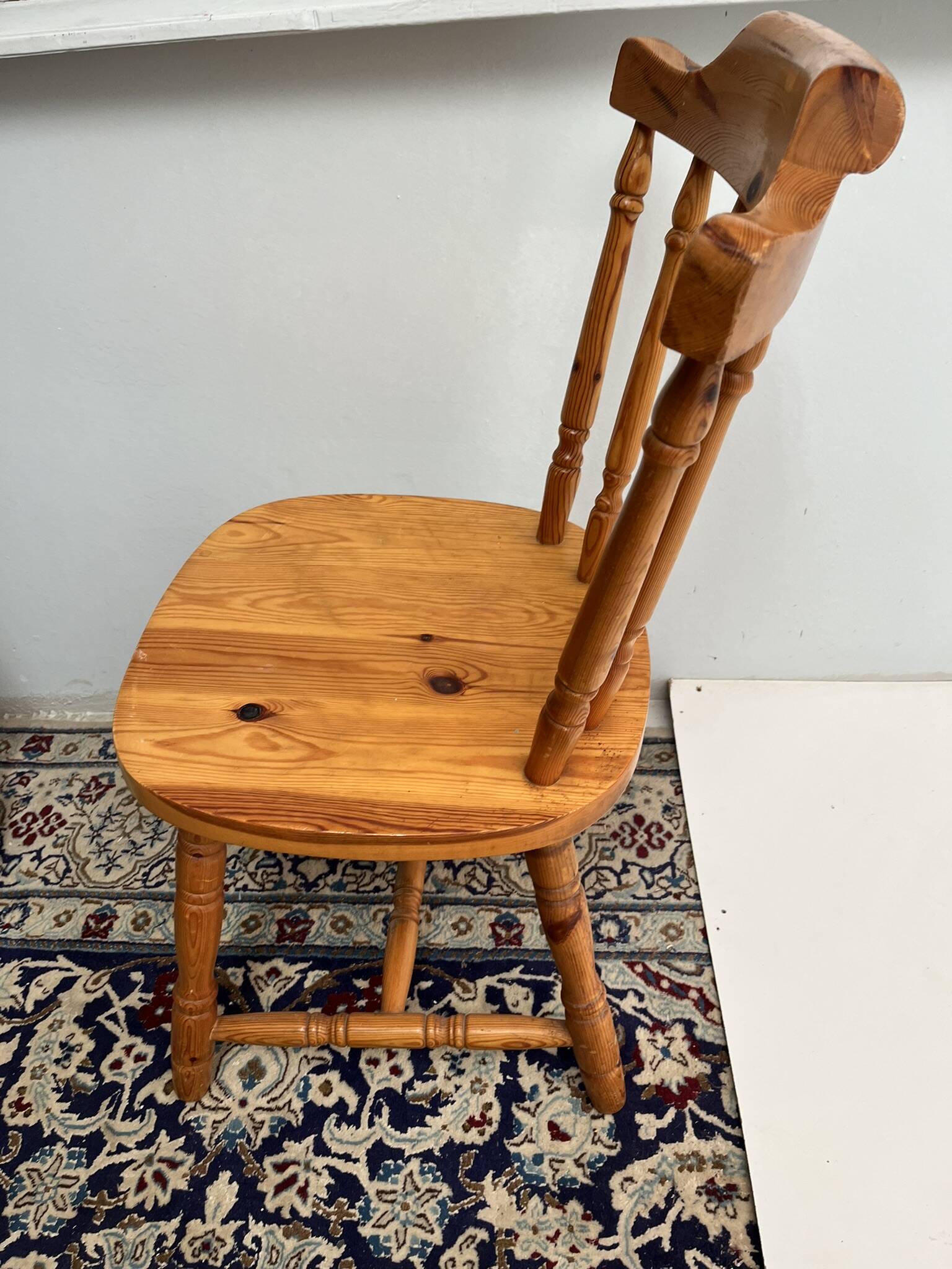 3 western country type pine chairs 1970 turned wood