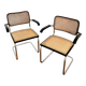 Pair of B64 armchairs with armrests Marcel Breuer