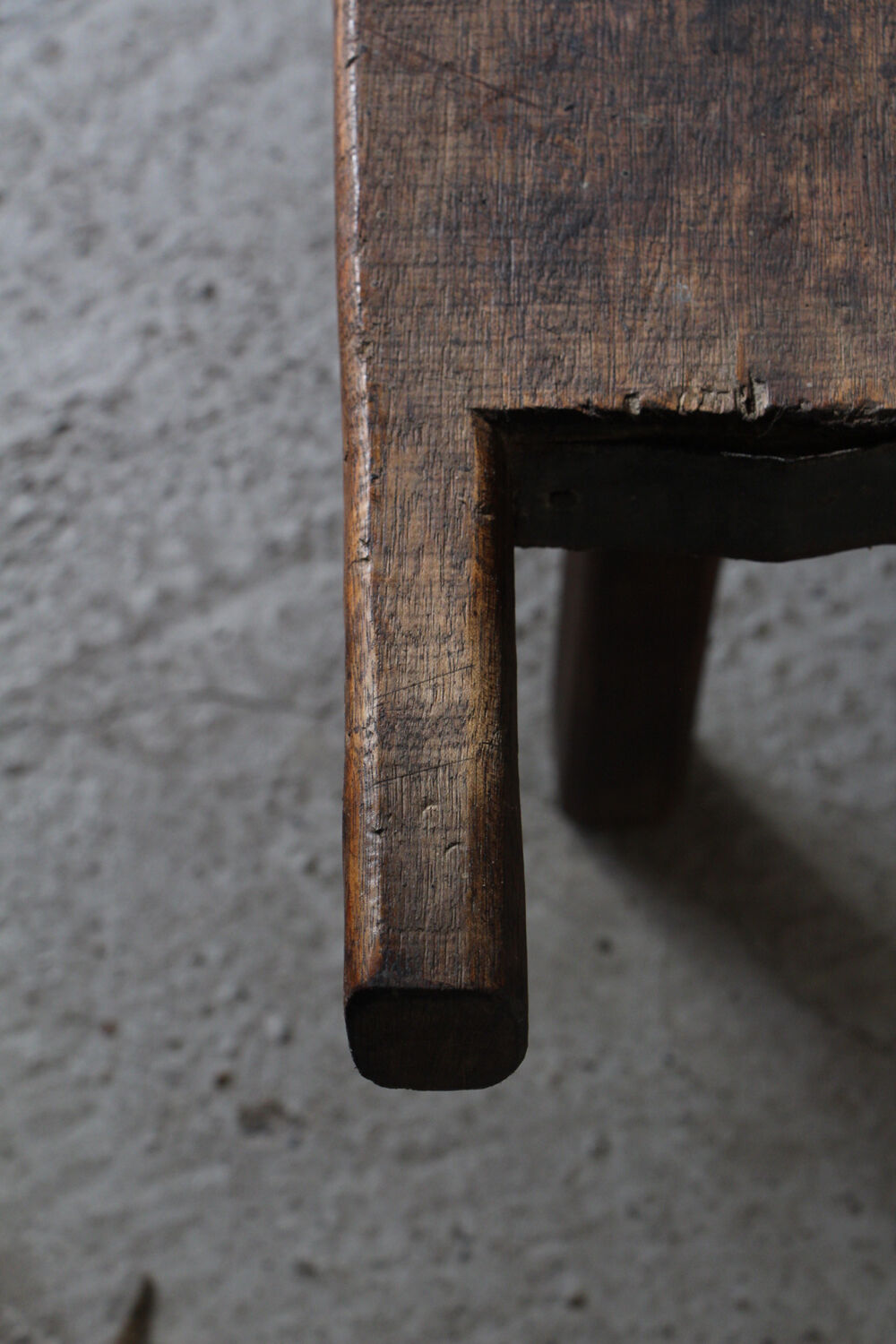Brutalist solid oak bench / console 1950