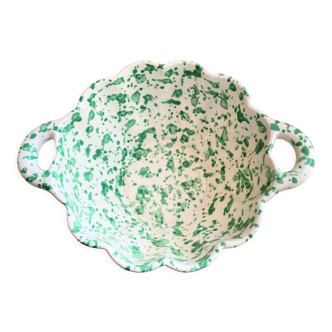 Saladier coquillage en céramique moucheté vert