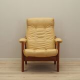 Fauteuil en cuir jaune, design danois, années 1960, production : Danemark