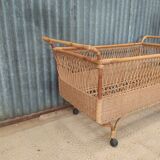 Vintage rattan wicker cot