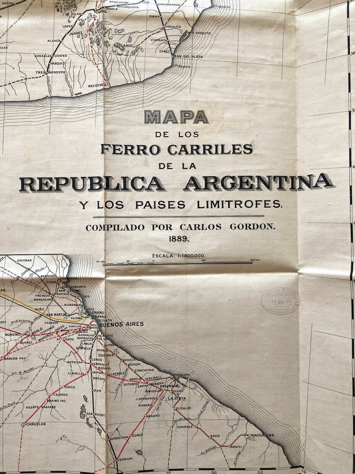 19th century map of Argentina