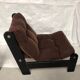 Modernist armchairs wood heaters and brown velvet vintage 70s