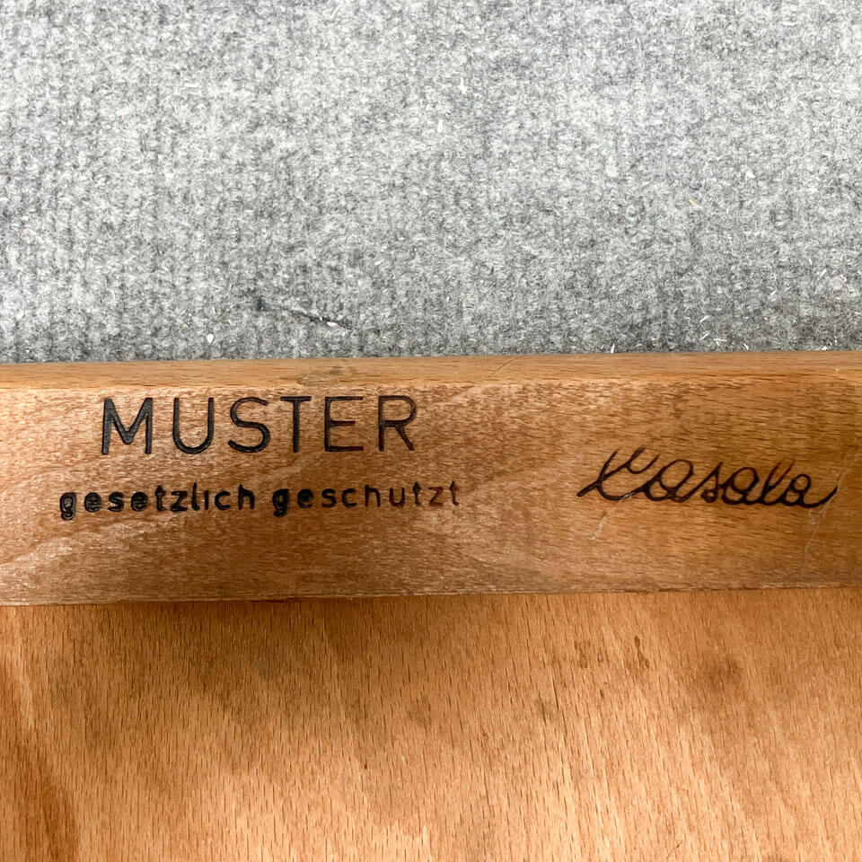 Set of 4 stacking chairs by Casala, beech, 1950s