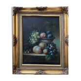 Tableau HST "Still Life with Fruits" Signed (?) 20th century + frame