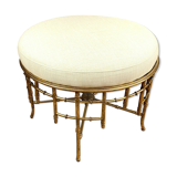 Napoleon III style ottoman in gilded metal with bamboo décor