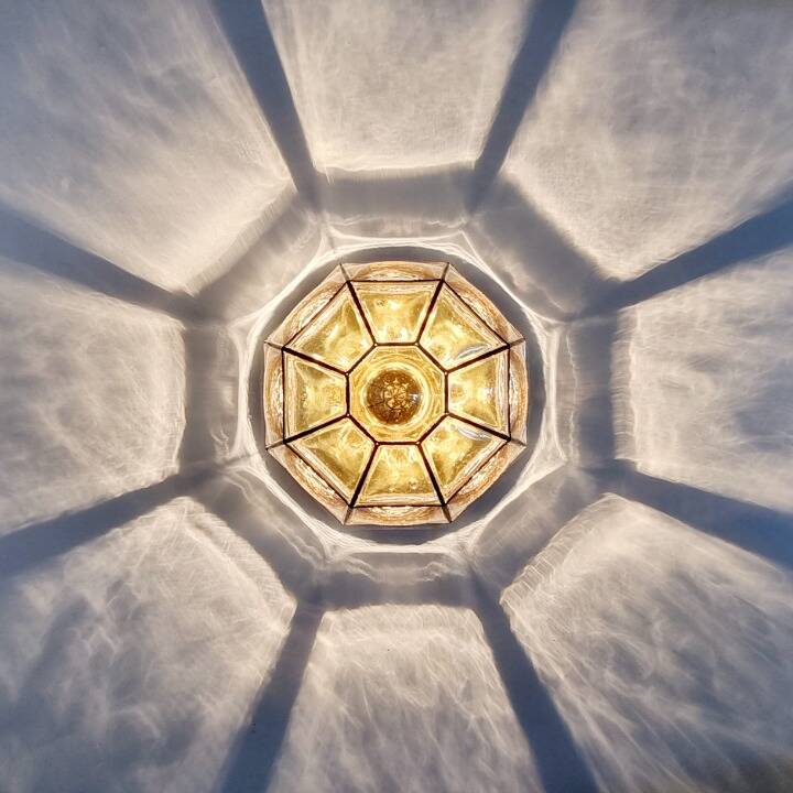 Mid-century glass ceiling light by Limburg, Germany, 1960s.