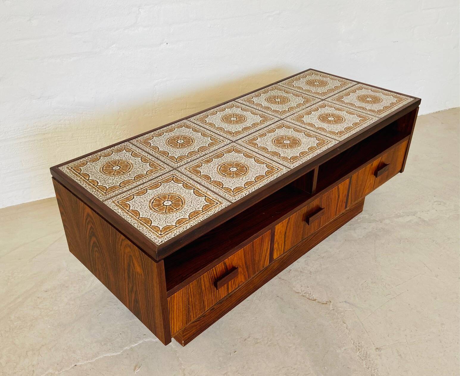 Vintage retro danish mid century rosewood and ceramic cabinet 1960s