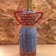 Old Lady Jeanne Bottle Glass + Rattan Woven Wicker Painted Vintage