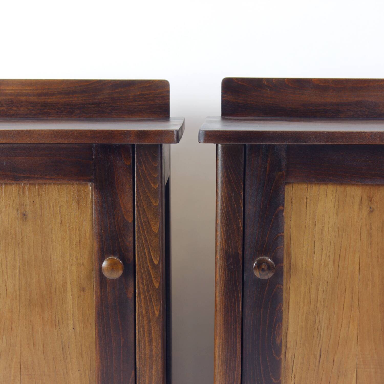 Tall Vintage Bedside Tables In Wood, Czechoslovakia 1930s