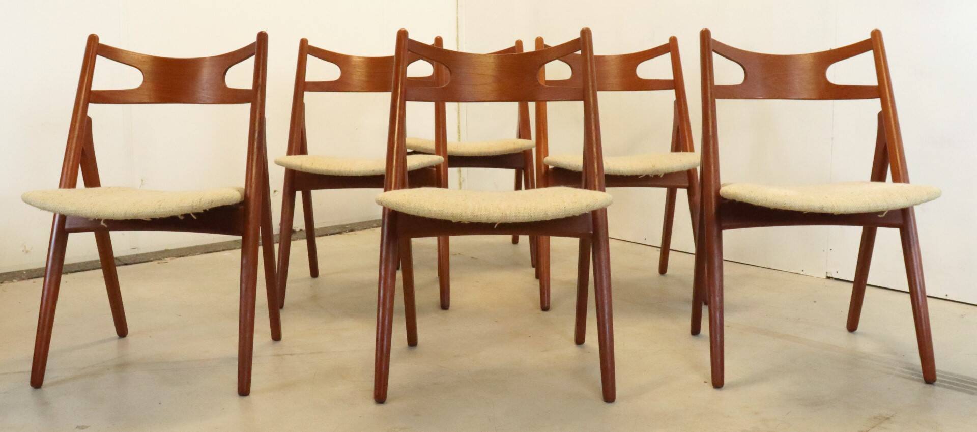 Set van 6 Hans Wegner voor Carl Hansen CH 29 stoelen