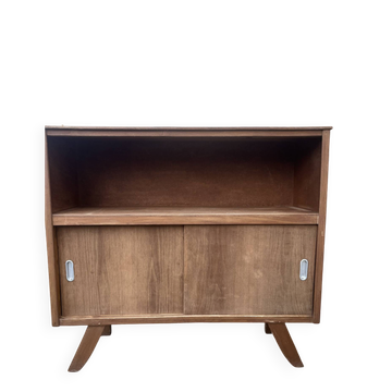Vintage low TV unit / bookshelf sideboard with tapered legs.
