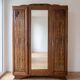 Art Deco 3-door wardrobe in carved wood with mirror