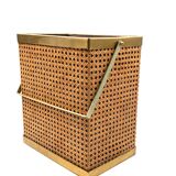 Hollywood regency brass and Vienna straw magazine rack,  Italy 1970