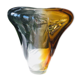 Mid-century blown crystal tricolour vase by Per Lütken
