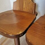 Vintage Tyrolean Wooden Dining Chairs - 1970s Farmhouse Style - Set of 4