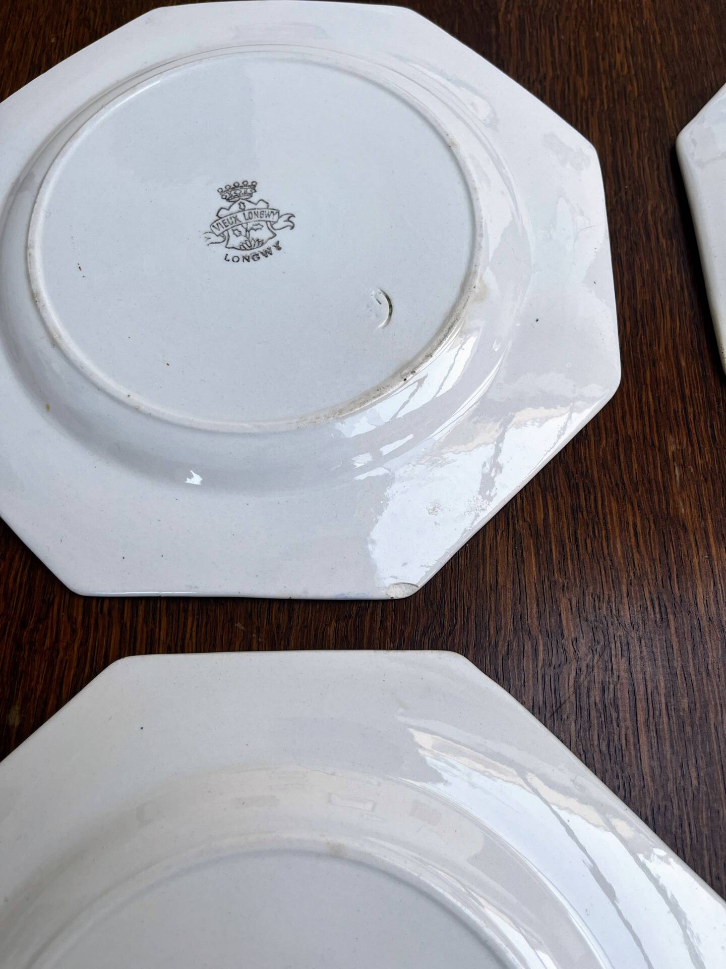 Set of 6 antique octagonal plates Longwy – Old Longwy