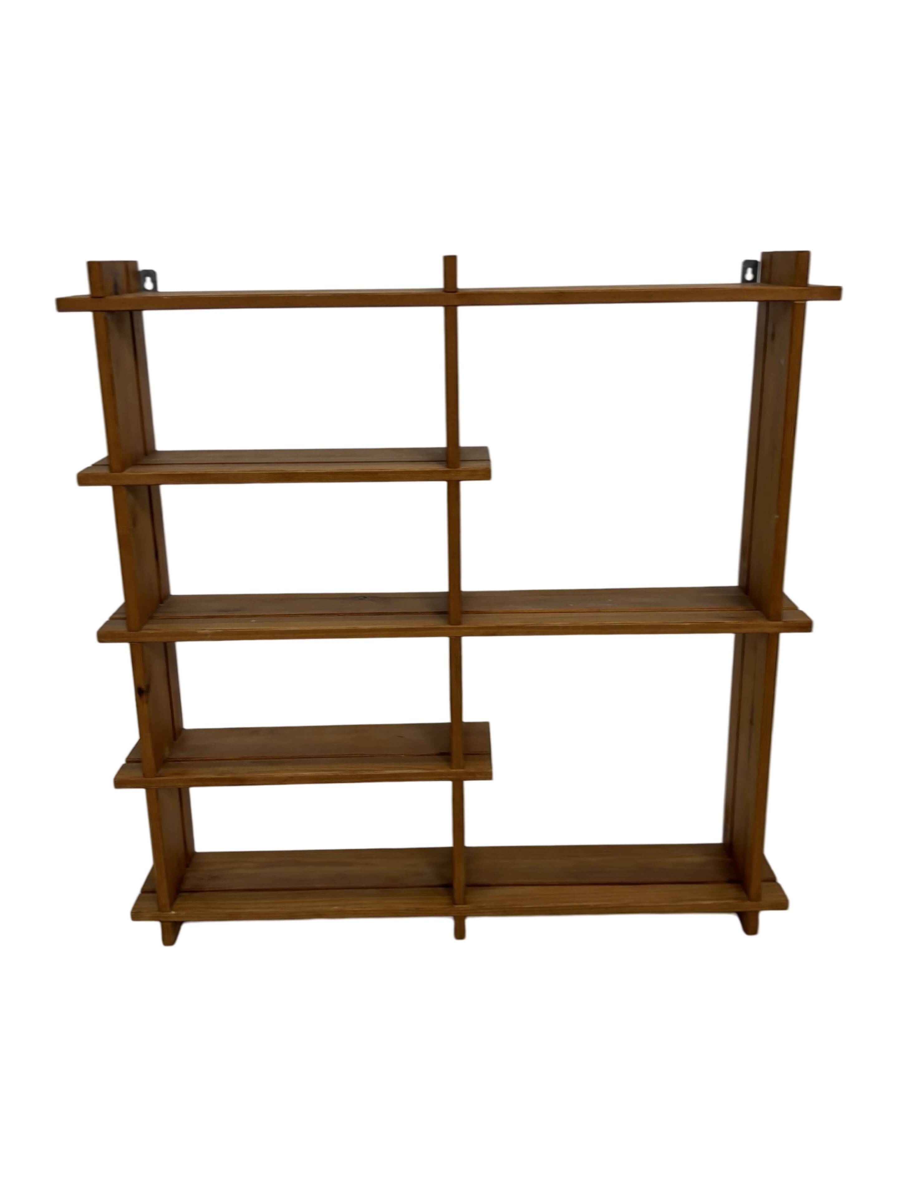Vintage Wall shelf rack Pine wood 70s design
