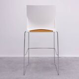 Majencia high stool in orange fabric and white plastic