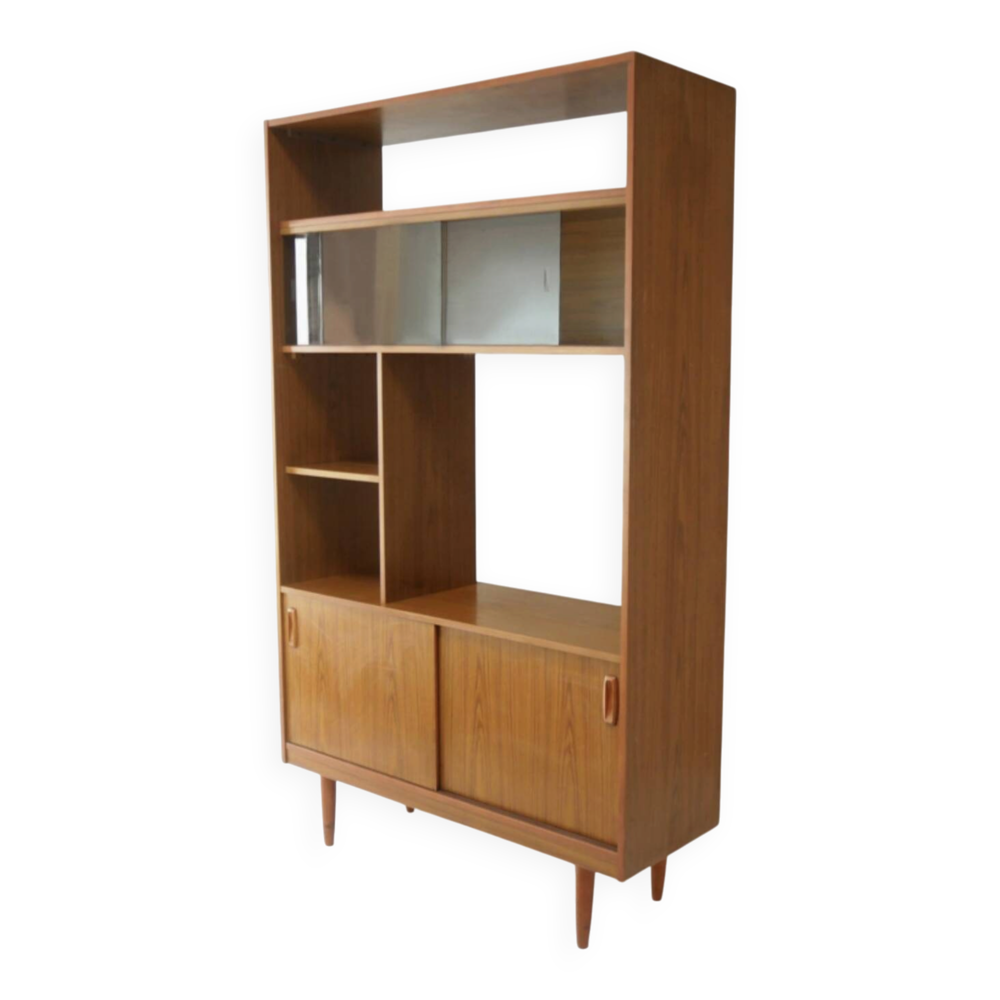 Vintage Teak Room Divider Bookcase by Schreiber, 1970s Mid Century