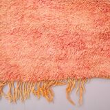 Tapis marocain vintage fait main 196 x 280 cm - Tapis marocain couleur pêche - Berbère