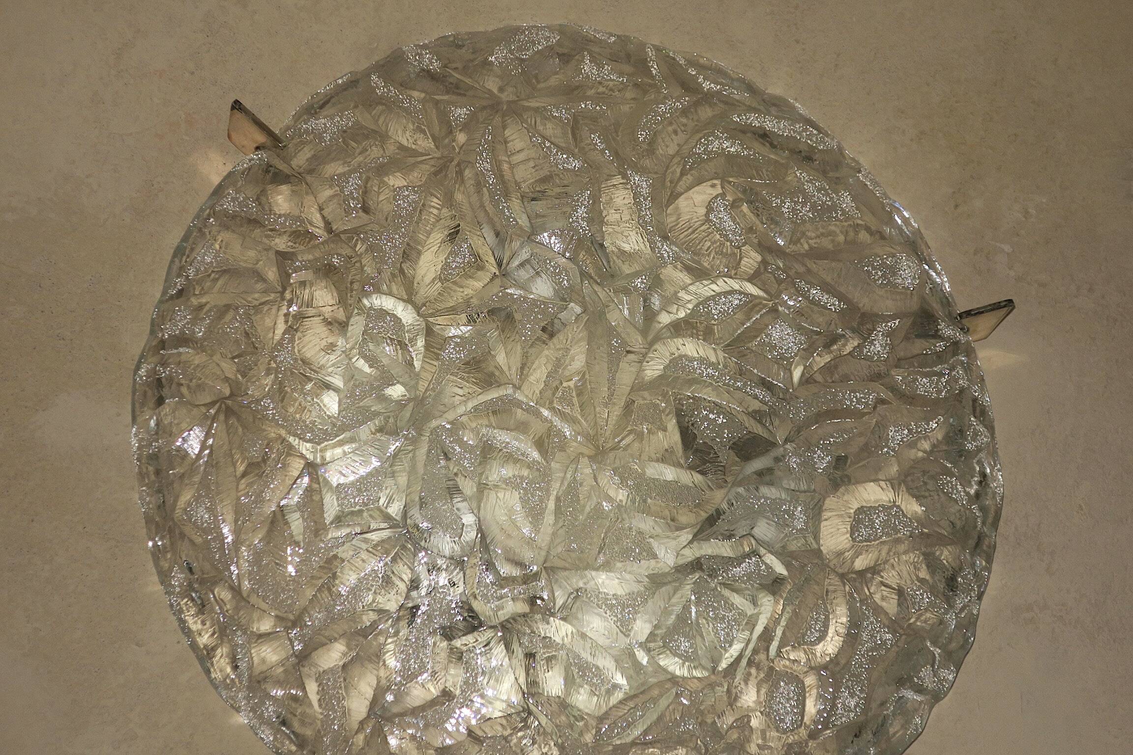 Frosted glass plafonnier, Kaiser Leuchten label, 1970s