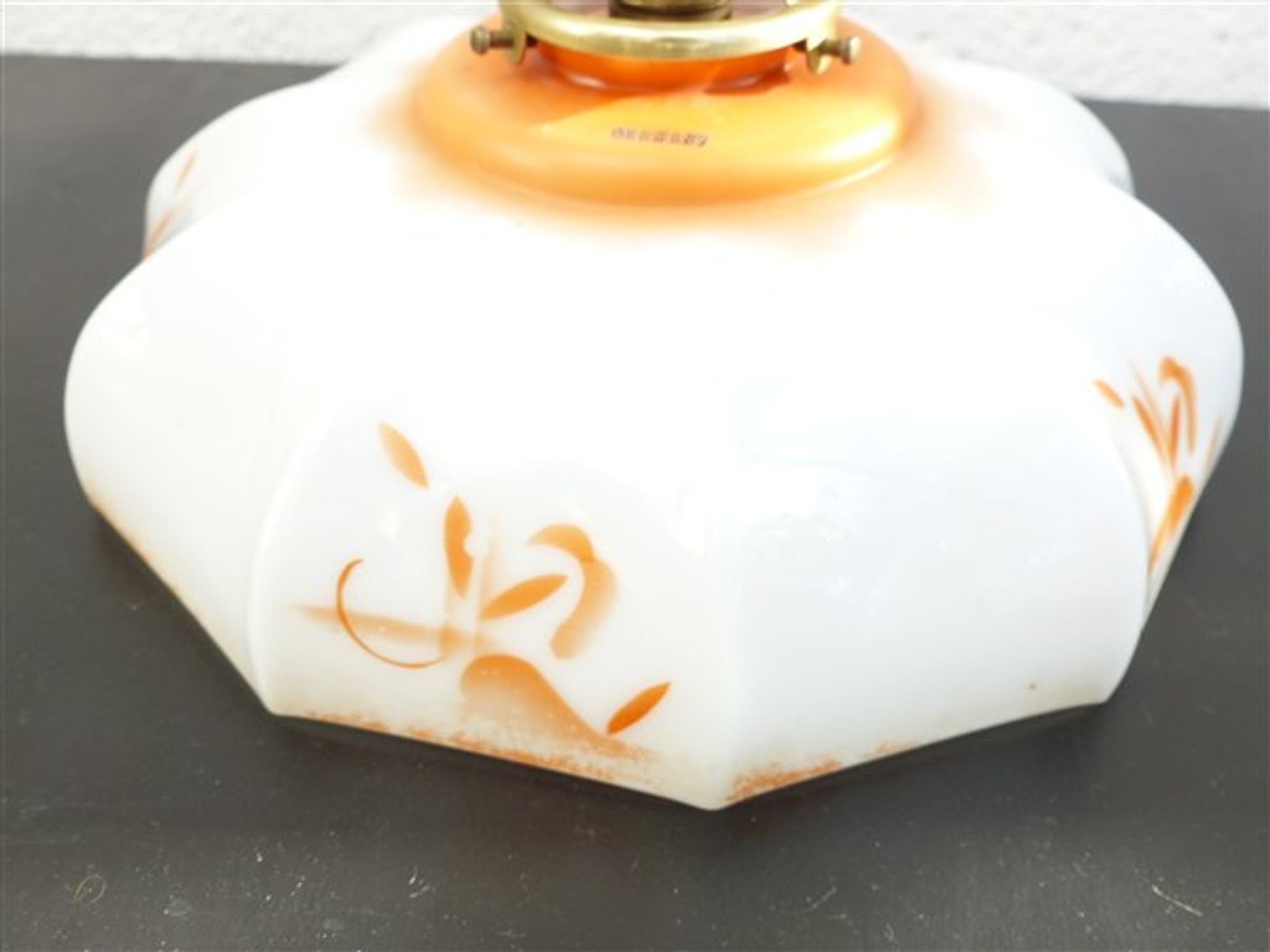 Hanging blown glass opaline glass of 1920s orange milk