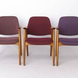 Vintage Lounge Chairs Set of 4, Germany 1960s, Beech Wood, Newly Upholstery