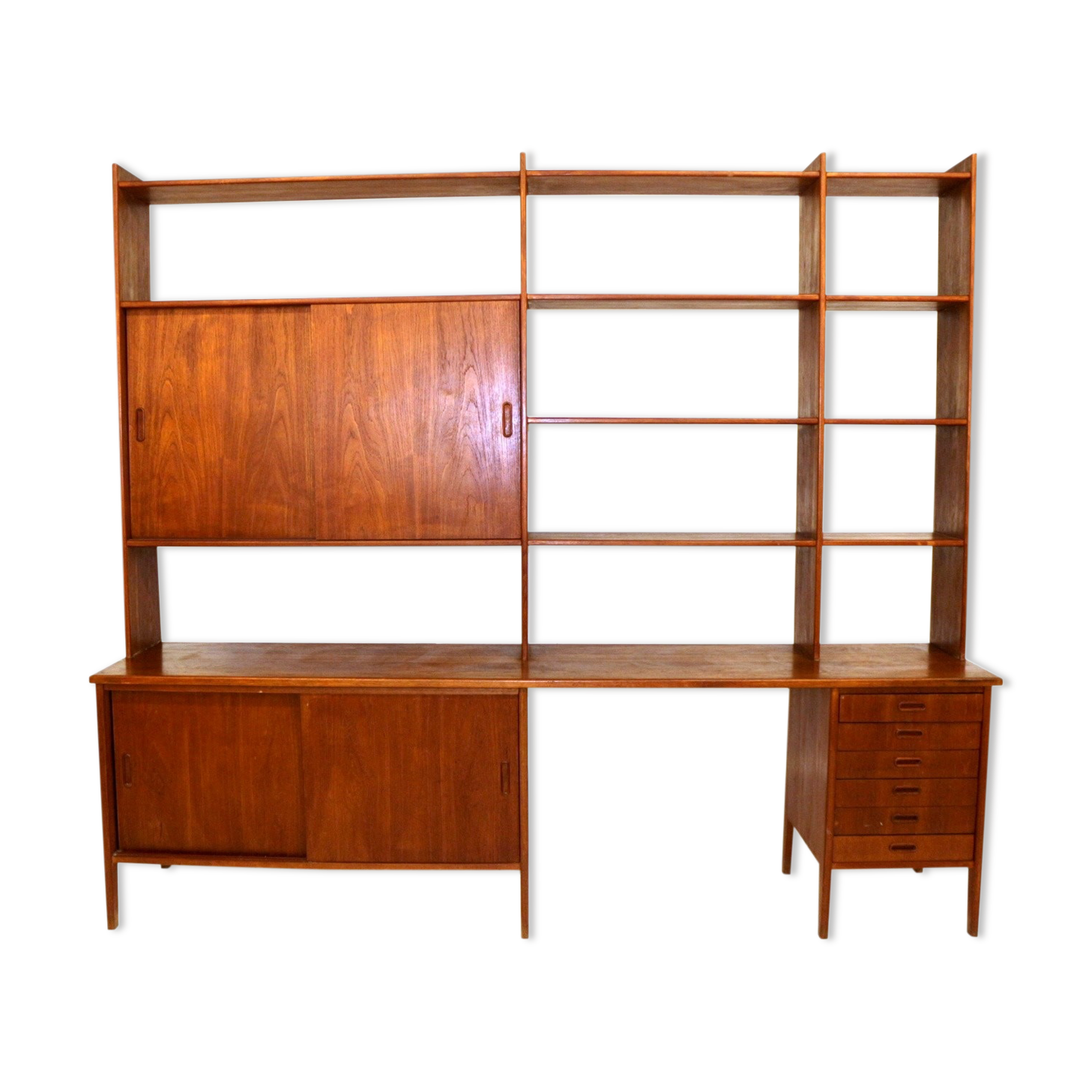 Teak "system" library, suede, 1960